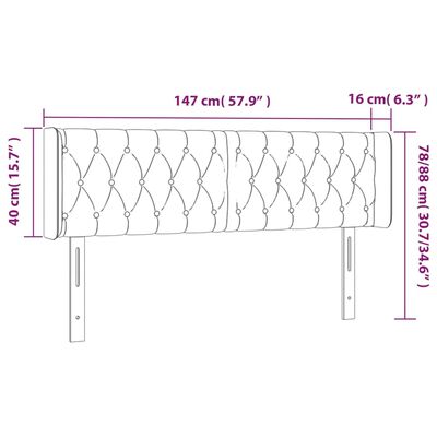 vidaXL Kopfteil mit Ohren Dunkelgrau 147x16x78/88 cm Samt