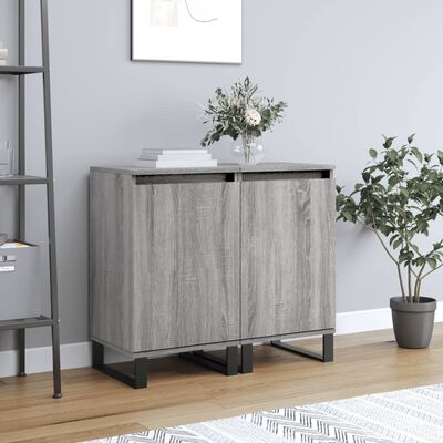 vidaXL Sideboards 2 Stk. Grau Sonoma 40x35x70 cm Holzwerkstoff