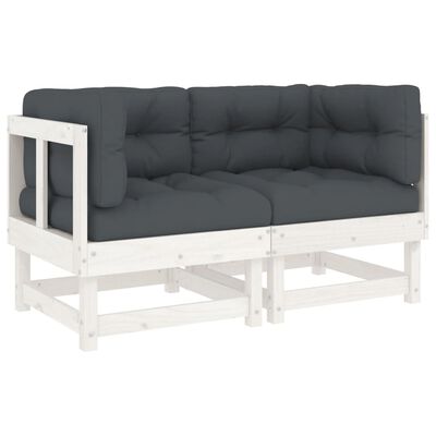 vidaXL Ecksofas mit Kissen 2 Stk. Weiß Massivholz Kiefer