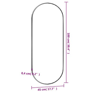 vidaXL Wandspiegel 45x100 cm Glas Oval