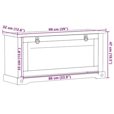 vidaXL Schuhschrank Corona 99x32x47 cm Massivholz Kiefer