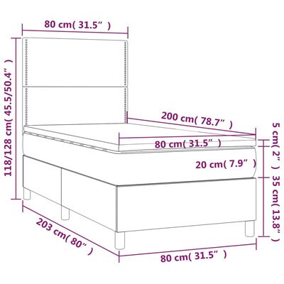 vidaXL Boxspringbett mit Matratze Schwarz 80x200 cm Kunstleder