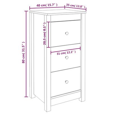 vidaXL Sideboard Weiß 40x35x80 cm Massivholz Kiefer