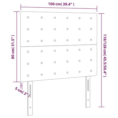 vidaXL LED Kopfteil Hellgrau 100x5x118/128 cm Samt