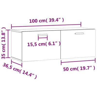 vidaXL Wandschrank Weiß 100x36,5x35 cm Holzwerkstoff