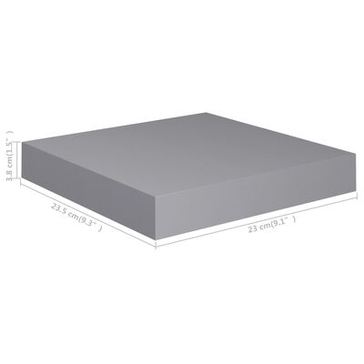 vidaXL Schweberegale 2 Stk. Grau 23x23,5x3,8 cm MDF