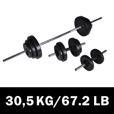 vidaXL Langhantel +2 Kurzhantelset 30,5kg