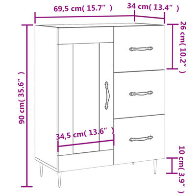 vidaXL Sideboard Schwarz 69,5x34x90 cm Holzwerkstoff