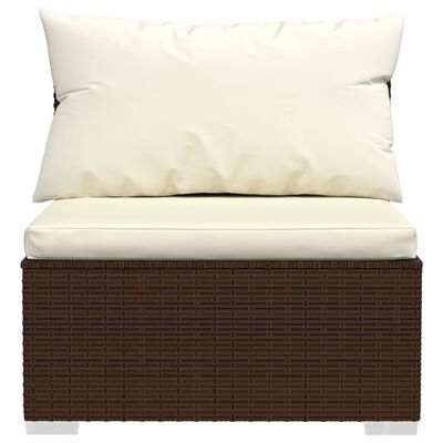 vidaXL 13-tlg. Garten-Lounge-Set mit Kissen Braun Poly Rattan