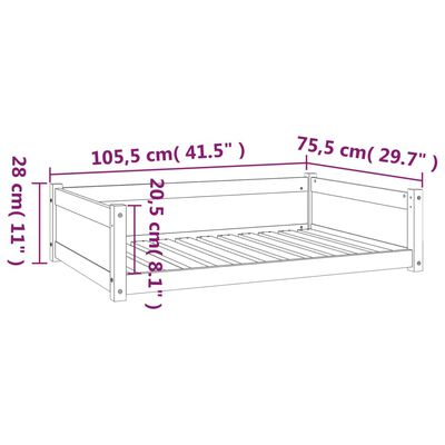 vidaXL Hundebett Schwarz 105,5x75,5x28 cm Massivholz Kiefer