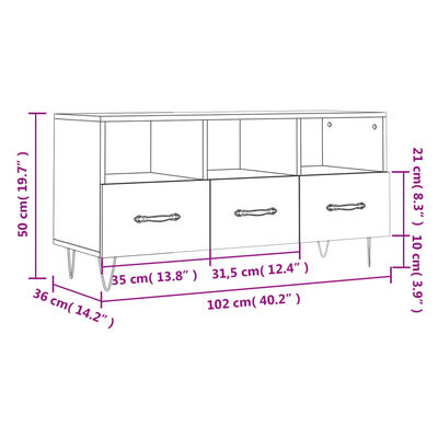 vidaXL TV-Schrank Braun Eichen-Optik 102x36x50 cm Holzwerkstoff