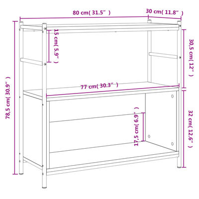 vidaXL Bücherregal Braun Eichen-Optik 80x30x78,5cm Holzwerkstoff Eisen