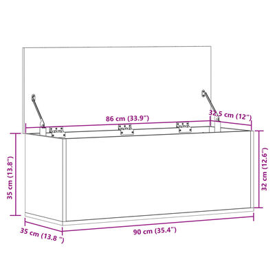 vidaXL Truhe Grau Sonoma 90x35x35 cm Holzwerkstoff