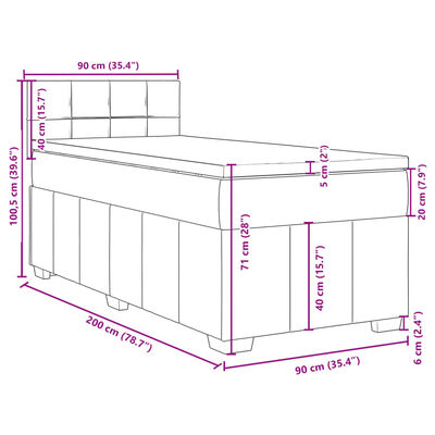 vidaXL Boxspringbett mit Matratze Hellgrau 90x200 cm Stoff