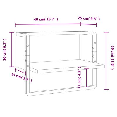 vidaXL Wandregal mit Stange Räuchereiche 40x25x30 cm