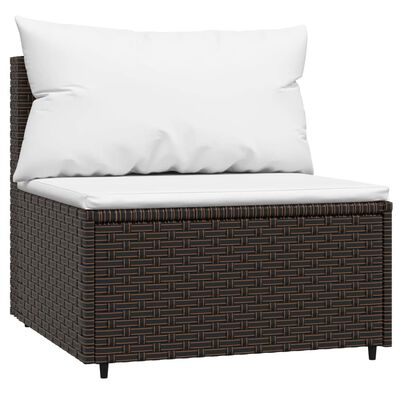 vidaXL 3-tlg. Garten-Lounge-Set mit Kissen Braun Poly Rattan