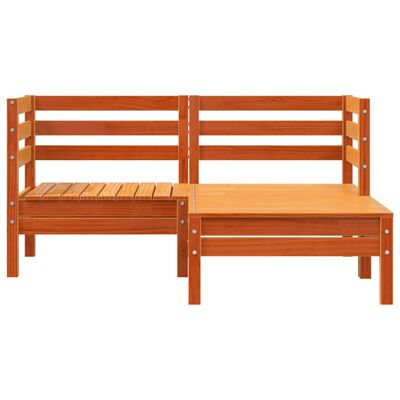 vidaXL Gartensofa 2-Sitzer mit Hocker Wachsbraun Massivholz Kiefer