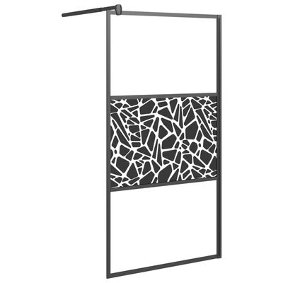 vidaXL Duschwand für Walk-In Dusche 100x195cm ESG Steindesign Schwarz