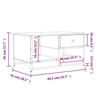 vidaXL Couchtisch Schwarz 85,5x51x45 cm Holzwerkstoff