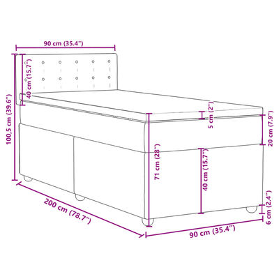 vidaXL Boxspringbett mit Matratze Hellgrau 90x200 cm Stoff