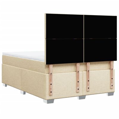 vidaXL Boxspringbett mit Matratze Creme 160x200 cm Stoff