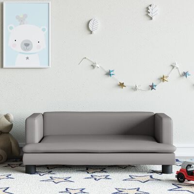 vidaXL Kindersofa Grau 80x45x30 cm Kunstleder