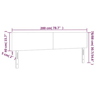 vidaXL LED Kopfteil Schwarz 200x5x78/88 cm Samt