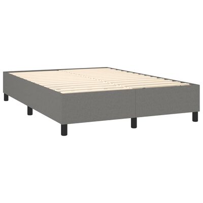 vidaXL Boxspringbett mit Matratze & LED Dunkelgrau 140x200 cm Stoff