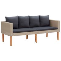 vidaXL 2-Sitzer-Gartensofa mit Auflagen Poly Rattan Beige