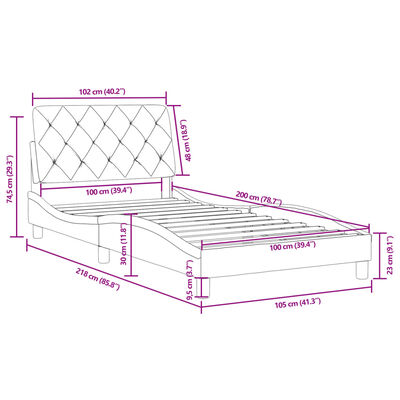 vidaXL Bettgestell ohne Matratze Dunkelgrau 100x200 cm Samt