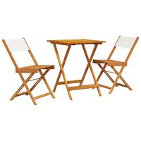 vidaXL 3-tlg. Bistro-Set Cremeweiß Stoff und Massivholz