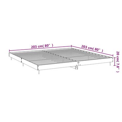 vidaXL Bettgestell Sonoma-Eiche 200x200 cm Holzwerkstoff