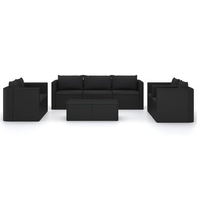 vidaXL 9-tlg. Garten-Lounge-Set mit Kissen Poly Rattan Schwarz