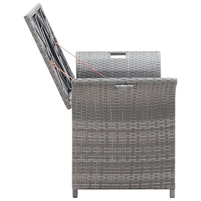 vidaXL Sitzbank mit Stauraum und Kissen Grau 138 cm Poly Rattan