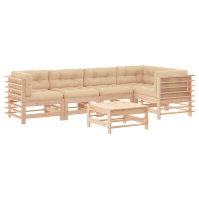 vidaXL 6-tlg. Garten-Lounge-Set mit Kissen Massivholz