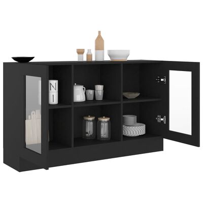 vidaXL Vitrinenschrank Schwarz 120x30,5x70 cm Holzwerkstoff