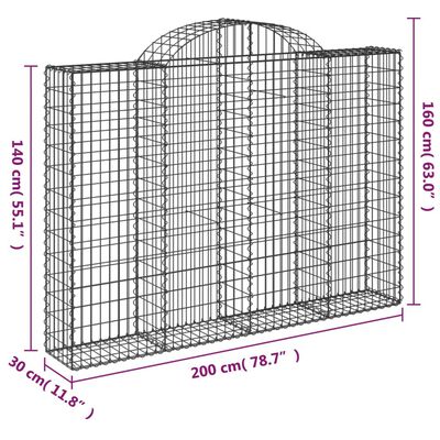 vidaXL Gabionen mit Hochbogen 12Stk. 200x30x140/160cm Verzinktes Eisen