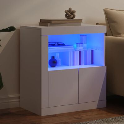 vidaXL Sideboard mit LED-Beleuchtung Weiß 60,5x37x67 cm