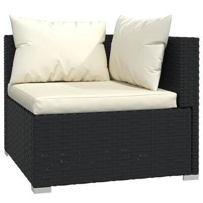 vidaXL 9-tlg. Garten-Lounge-Set mit Kissen Poly Rattan Schwarz