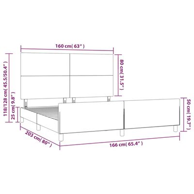 vidaXL Bettgestell ohne Matratze Schwarz 160x200 cm Samt