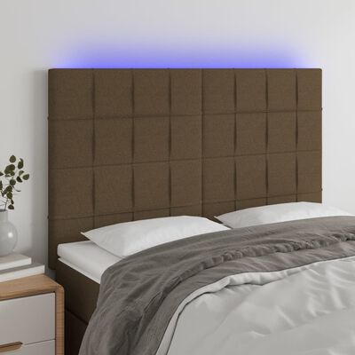 vidaXL LED Kopfteil Dunkelbraun 144x5x118/128 cm Stoff