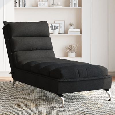 vidaXL Massage-Chaiselongue mit Kissen Schwarz Stoff