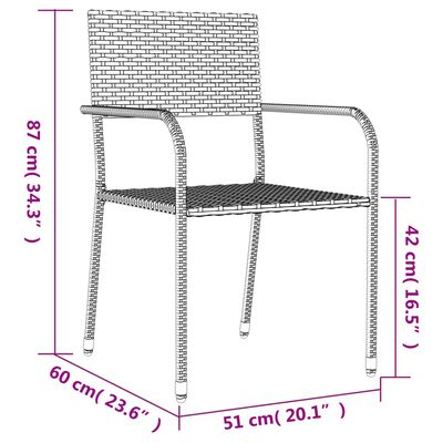 vidaXL 3-tlg. Garten-Essgruppe Schwarz Poly Rattan und Stahl