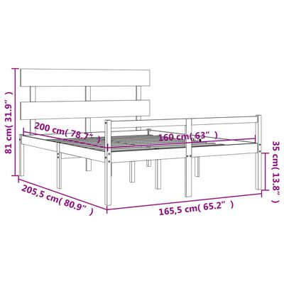 vidaXL Seniorenbett mit Kopfteil 160x200 cm Massivholz