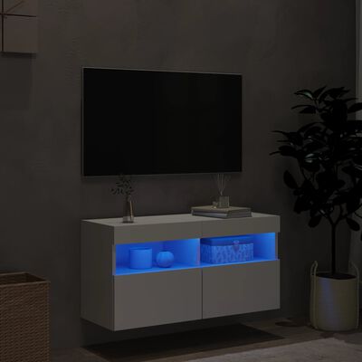 vidaXL TV-Wandschrank mit LED-Leuchten Weiß 80x30x40 cm