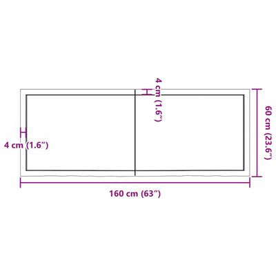 vidaXL Tischplatte Dunkelbraun 160x60x(2-6)cm Massivholz Eiche