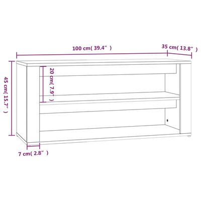 vidaXL Schuhregal Braun Eichen-Optik 100x35x45 cm Holzwerkstoff