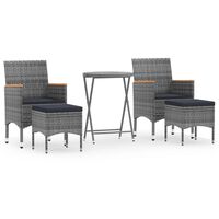 vidaXL 5-tlg. Garten-Bistro-Set Poly Rattan und Hartglas Grau