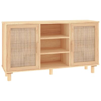 vidaXL Sideboard Braun 105x30x60 cm Massivholz Kiefer und Natur-Rattan