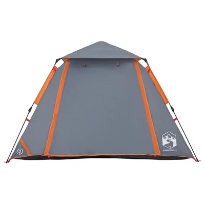 vidaXL Kuppel-Campingzelt 4 Personen Grau und Orange Quick Release